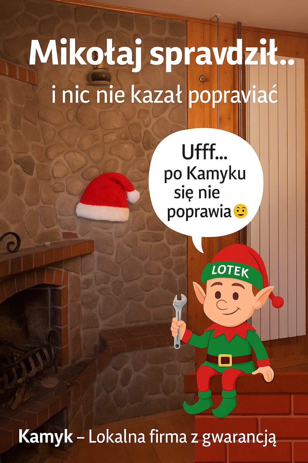 Elf przy kominku AI