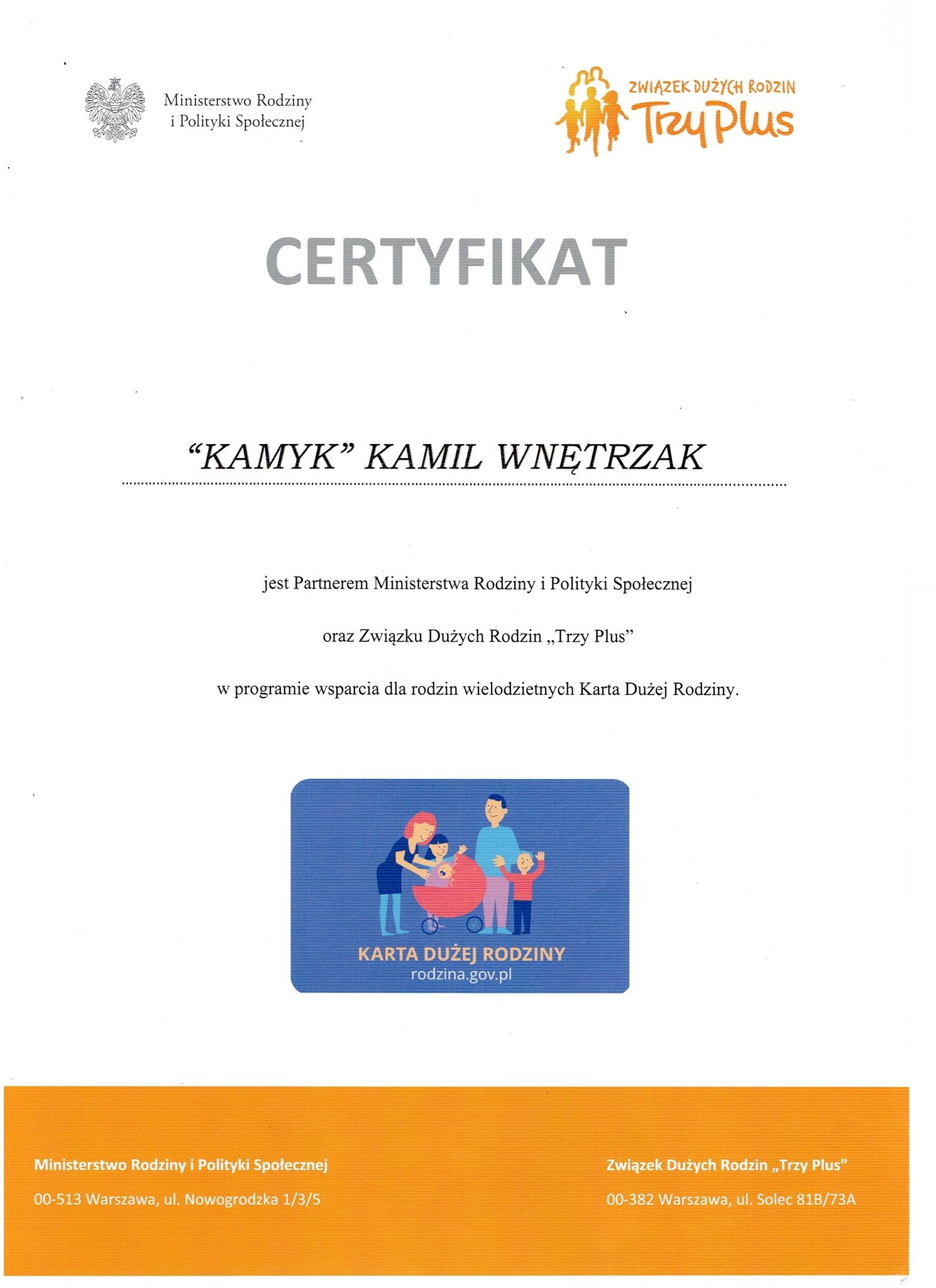 Certyfikat dużej rodziny